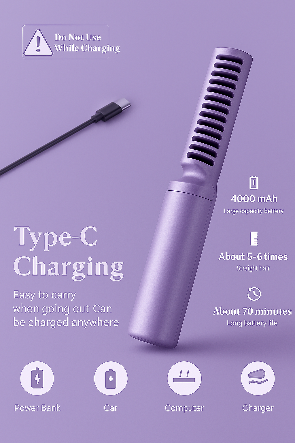 Portable Mini Hair Straightener & Hot Comb