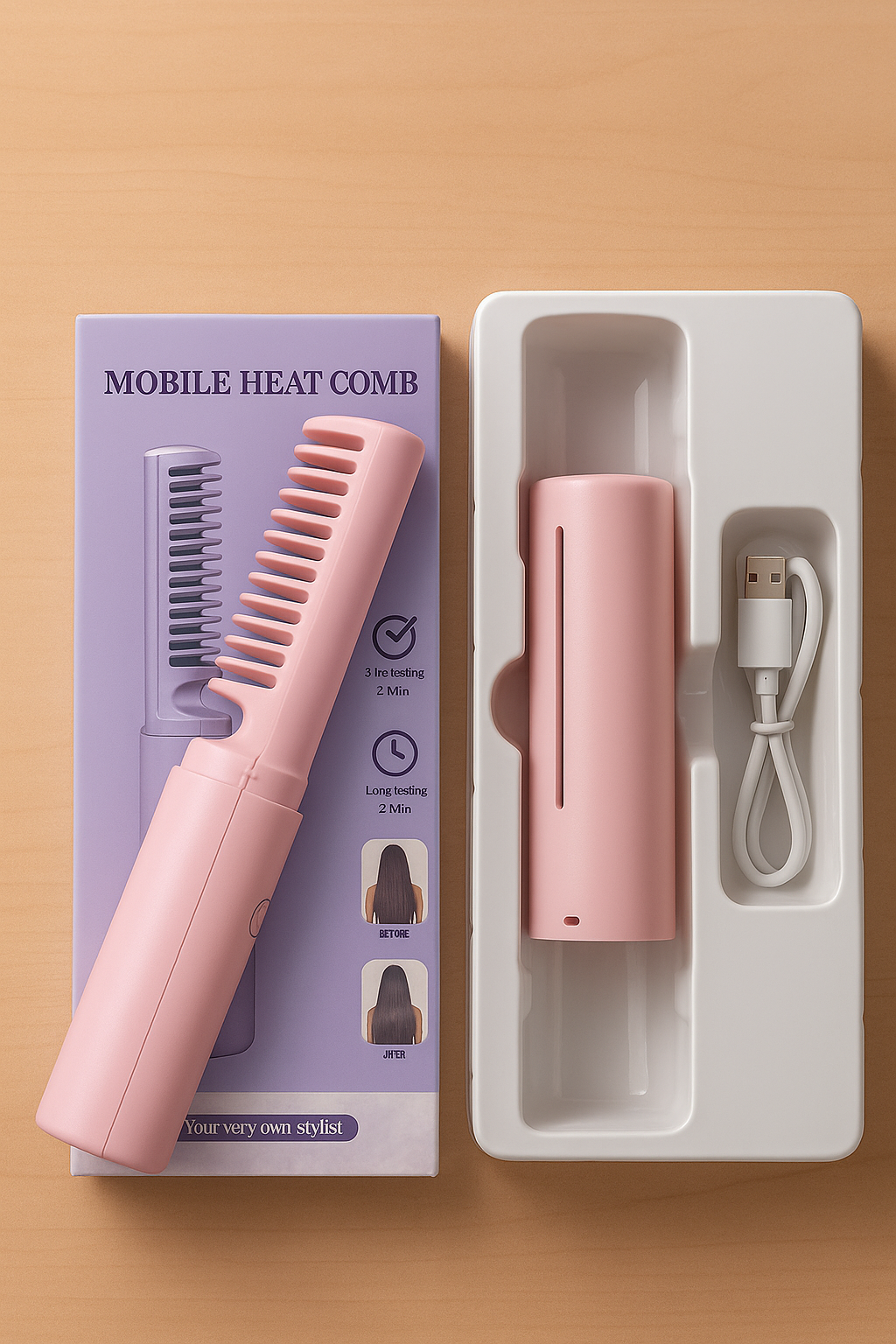Portable Mini Hair Straightener & Hot Comb