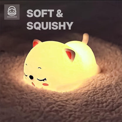 Silicone Snoring Cat Night Light | Cute USB Rechargeable LED Night Lamp for Kids, Bedroom & Home Décor