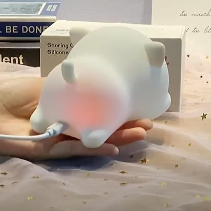 Silicone Snoring Cat Night Light | Cute USB Rechargeable LED Night Lamp for Kids, Bedroom & Home Décor